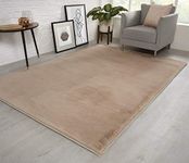 NATURAL FAUX RABBIT FUR Rug Ultra Soft Plush Extra Large Animal Rugs Living Room Wool Shaggy Fluffy 26mm Thick Pile Height Modern Area Rugs - (Light Beige Mink, 160cm x 230cm (5.5ft x 7.5ft))