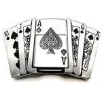 Poker Royal Flush Belt Buckle Lighter Holder with Ace of Spades Lighter Mens Western Cowboy Hidden Stash, Silver,black