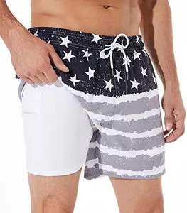 BRISIRA Mens Swim Trunks Bathing Suit 5 Inch Inseam Compression Liner Beach Swim Shorts Swimwear Quick Dry Zipper Pocket