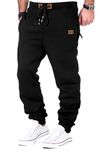 Meilicloth Mens Gym Bottoms Joggers for Men Black Trousers Chino Pants Cotton Sweatpants Fleece Tapered Track Athletic Pants with Drawstring and Pockets X-Large