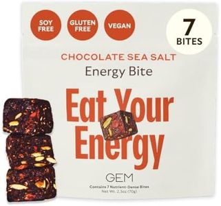 GEM Energy Aid Caffeinated Bite | Holistic Sustained Energy | Supports Metabolism & Endurance | 40mg Caffeine, Ginseng Root, L-Theanine | Chocolate Cacao Sea Salt | 7 Servings