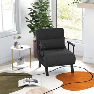 COSTWAY Folding Sofa Bed – Dark Grey Convertible Sleeper