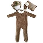 Petyoung Newborn Photography Props - Jumpsuit Hat Pillow Bear Toy Set,Photo Props Outfit for Photography Studio Background