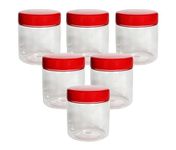 6 x 100ml Round clear Plastic Storage Jar with screw top lids, airtight BPA free food storage containers for kitchen, Hardware Storage, canisters