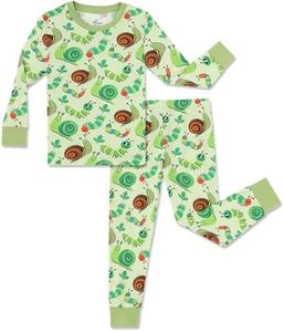 NewSeed So Soft Kids 2-Piece Viscose from Bamboo Outfit Set, Long Sleeve Top & Leggings, Cozy Base Layer for Boys & Girls (Caterpillar and Snails, 9-10Y)