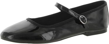 Steve Madden Women's Violette Mary Jane Flat, Black Patent, 8.5