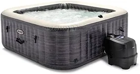 INTEX 28451EP PureSpa Greystone Deluxe Spa Set: Includes Energy Efficient Spa Cover and Wireless Control Panel – Spa Control App – Built-in FastFill Inflation System – 6 Person Capacity – 94" x 28"