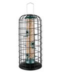 iBorn Squirrel Proof Bird Feeder Pigeon Proof Cage Bird Feeder for Outside with Squirrel, Pestoff Hanging Wild Bird Seed Feeder for Mix Seed Blends, Heavy Duty All Metal Green 14 Inch