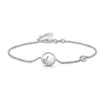 Amberta Women 925 Sterling Silver Travel Bracelet: Bracelet with Mountain Charm and Cubic Zirconia