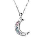 AOBOCO Sterling Silver Crescent Moon Necklace for Women, Gorgeous Moon Pendant Made with Multicolor Crystals from Austria, Anniversary Birthday Moon Jewelry Gifts for Lovely Ladies