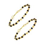 WHP Jewellers 22KT(916) Gold Kadli for new born baby/Kids black beads bracelet (Pack of 2)