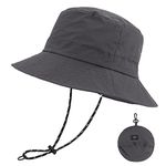 MK MATT KEELY Sun Hat for Men Women Summer UPF 50+ Boonie Hat Foldable Outdoor Waterproof Bucket Hat with Wide Brim Grey