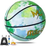 MILACHIC Basketball - Colorful Composite Leather Basketball - Indoor Outdoor Street Basketball in Official Size 7 (29.5 Inches) with Pump for Men, Women, College, Youth, Boys, Girls
