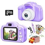 OZMI Upgrade Kids Selfie Camera, Christmas Birthday Gifts for Girls Age 3-9, HD Digital Video Cameras for Toddler, Portable Toy for 3 4 5 6 7 8 9 Year Old Girl with 32GB SD Card - Purple