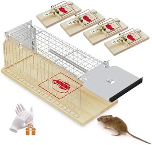 Trampa Ratas Grandes Respetuosa con los Animales, Contiene 4 Abrazaderas de Resorte y Par de Guantes, Trampa Ratones Vivos Reutilizable, Trampas para Ratas para Interiores y Exteriores.