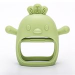 Silicone Baby Teether Toy for Infants 3+ Months, BPA Free Anti-Drop Silicone Mitten Teething Toy for Soothing Sore Gums, Baby Chew Toys for Sucking Needs, Olive Green