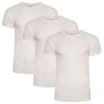 Keanu Mens Thermal T Shirt - Pack of 3 - Winter Warm Brushed Underwear Short Sleeve Top Baselayer - Sizes S M L XL 2XL (White, Medium)