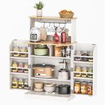 Nisorpa Kitchen Storage Cabinet Wooden Pantry Cabinet with 2 Doors Adjustable Shelves Pantry Organizers and Storage Kitchen Cupboard for Kitchen Living Room Dinning Room