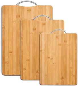 Kitchen Bamboo Cutting Boards (3-Piece Set), Stain/Odor Resistant Chopping Boards with Easy Grip Handles for Food Prep, Meat, Vegetables, Bread, Crackers & Cheese
