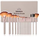 Fafamara Make up Brushes 18pcs Premium Synthetic Bristles kabuki Foundation Brush Face Lip Eye for Base Makeup with Champagne Gold Professional Eyeshadow Brushes Eyebrow Eyeliner Contour