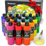 Shuttle Art Acrylic Paint, 18 Colours Acrylic Paint Bottle Set (250ml/8.45oz), Rich Pigmented Acrylic Paints, Bulk Painting Supplies for Artists, Beginners and Kids on Rocks Crafts Canvas Wood Ceramic