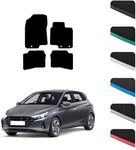 GCM - Car Floor Mats for Hyundai i20 2015-2020 Full Coverage Floor Protection - Anti Slip & Fit Car Mat with Clips Easy to Clean Car Carpet for All-Weather- Black Edging, Carpet