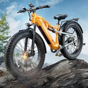 PUCKIPUPPY Electric Bike for Adults 1350W Max, 28 MPH, 48V 20AH Battery Ebike, 26"x4" Fat Tire Full Suspension Electric Mountain Bike, 80 Miles Range, 8 Speed, Torque Sensor (Labrador Pro)