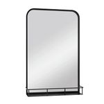 MCS Multifunction Large Wall Mirror with Shelf, 20x30 Inch, Black