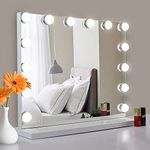 Saimeihome Hollywood Vanity Mirror with 17 Dimmable Bulbs, LED Makeup Mirror with 3 Color Modes, Smart Touch Mirror with Adjustable Brightness, Tabletop 80 x 60 cm (White)