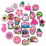 25 PCS Pink Preppy Shoe Charms for Clog, Cute Charms Shoe Accessories Kawaii Shoe Ornaments for Girls Adults Kids Clog Sandals Party Gift