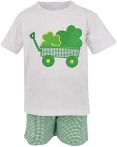 Unique Baby Boys Clover Patch Wagon St Patricks Day Outfit Shirt (12m)