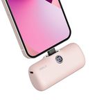 iWALK Portable Charger 4800mAh Power Bank Fast Charging and PD Input Small Docking Battery with LED Display Compatible with iPhone 14/14 Pro Max/13/13 Pro Max/12/12 Pro/11/X/8/7/6,Pink