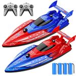 JOI MEW 2 Pack Remote Control Boat for Kids, Spider RC Boats W/4 Batteries (100 Mins Playtime), 2.4GHz Waterproof Racing Boats for Pools and Lakes, Summer Water Toys Gift for Boys Girls
