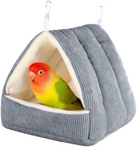 Hoopttay Bird Bed for Cage Winter Warm Bird Bed with Soft Plush Hanging Hammock & Hut Tent, Hideaway Sleeping Nest for Budgies, Parakeets, Cockatiels (Grey, M)