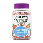 Chewy Vites Kids Calcium + Vitamin D3 60 Gummy Vitamins | Helps Support Healthy Bones and Teeth | 2 Months Supply | Real Fruit Juice | Strawberry Flavour | 1-a-Day | Vegan | 3 Years +