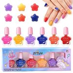 Kids Nail Polish-6 Color Kids Nail Polish Set for Girls Non Toxic Water-Based Natural Safe Low Odor Peel-off Quick Dry Nail Polish Kit for Girls Ages 3+ Birthday Gift Nail Polish Set