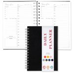 Thboxes Undated Daily Planner Notebook, A5 To Do List Notebook, 160 Pages Life Weekly Planner Daily Planner 2024 Organiser Notebook for Academic Work Family, 100GSM Paper, 6" X 8.5"-Black