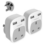 Australia Travel Adapter 2 Pack, with 2 USB Ports, for Australian New Zealand Fiji Argentina (Type I) Not a UK Plug