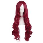 MapofBeauty 32" 80cm Long Hair Spiral Curly Cosplay Costume Wig Dark Red AD