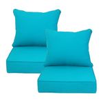 Sunshine Outdoor Indoor/Outdoor Deep Seat Patio Cushions: Resilient Foam Filling, Weather Resistant Patio Cushions,seat(22x24x4.5 inch),Back(23x19 inch) 2 Sets, Lake Blue