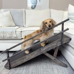 DoggoRamps Dog Ramp for Couch with Safety Rails - Adjustable from 14" to 21" with Anti-Slip PAWGRIP & Convenient Platform Top - for Small Dogs up to 150lbs - Made of Solid Hardwood in North America