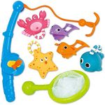 Bath Toy, Fishing Floating Squirts Toy and Water Scoop with Organizer Bag(8 Pack),Fish Net Game in Bathtub Bathroom Pool Bath Time for Kids Toddler Baby Boys Girls, Bath Tub Spoon