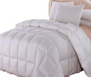 Royal Hotel Down Comforter, Hypoallergenic Down Comforters, Light and Buffy, 100% Cotton Dobby Checkered Shell, Medium Warmth, Duvet Insert, Full/Queen