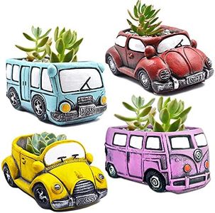 Ascrafter 4 Pack Succulent Plants Pot, Small Indoor Plants Pots with Drainage Hole, Decor Garden Pot for Succulents Planter Cactus