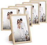 HAUS AND HUES 6x8 Natural Oak Wooden Picture Frame - Set of 6 6x8 Poster Frame - Premium Oak, Vertical Hang, Shatterproof Plexiglass - Ideal for Home, Room, Office (6x8-inch, Natural, Set of 6)