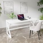 Riyan Luxiwood® Alden White Computer Table in Engineering Wood for Home & Office, Simple Style Desk, Scratch Resistance Surface, Easy to Assemble (Large, Light Gray)