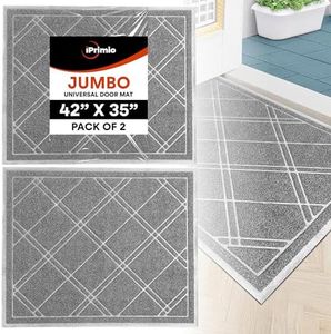 SlipToGrip - (Gray) Universal Plaid Door Mat with DuraLoop - XL 42"x36" Outdoor Indoor Entrance Doormat - Waterproof - Low Profile Door Mat - Welcome - Front Door Garage Patio - Phthalate & BPA Free