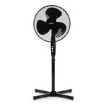 LIVIVO Electric 16” Pedestal Fan – Powerful Free Standing Oscillating and Tilting 50W Height Adjustable Rotating Stand Tower Fan Mesh Safety Grill (Black)