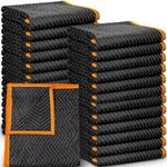 Simpli-Magic Heavy Duty Padded Moving Blankets (12 Pack),Black/Orange