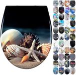 Fanmitrk Duroplast Soft Close Toilet Seat-Quick Release Toilet Seats with Top Fixing,Colorful Pattern,Easy fit Easy Clean(UF01-18)